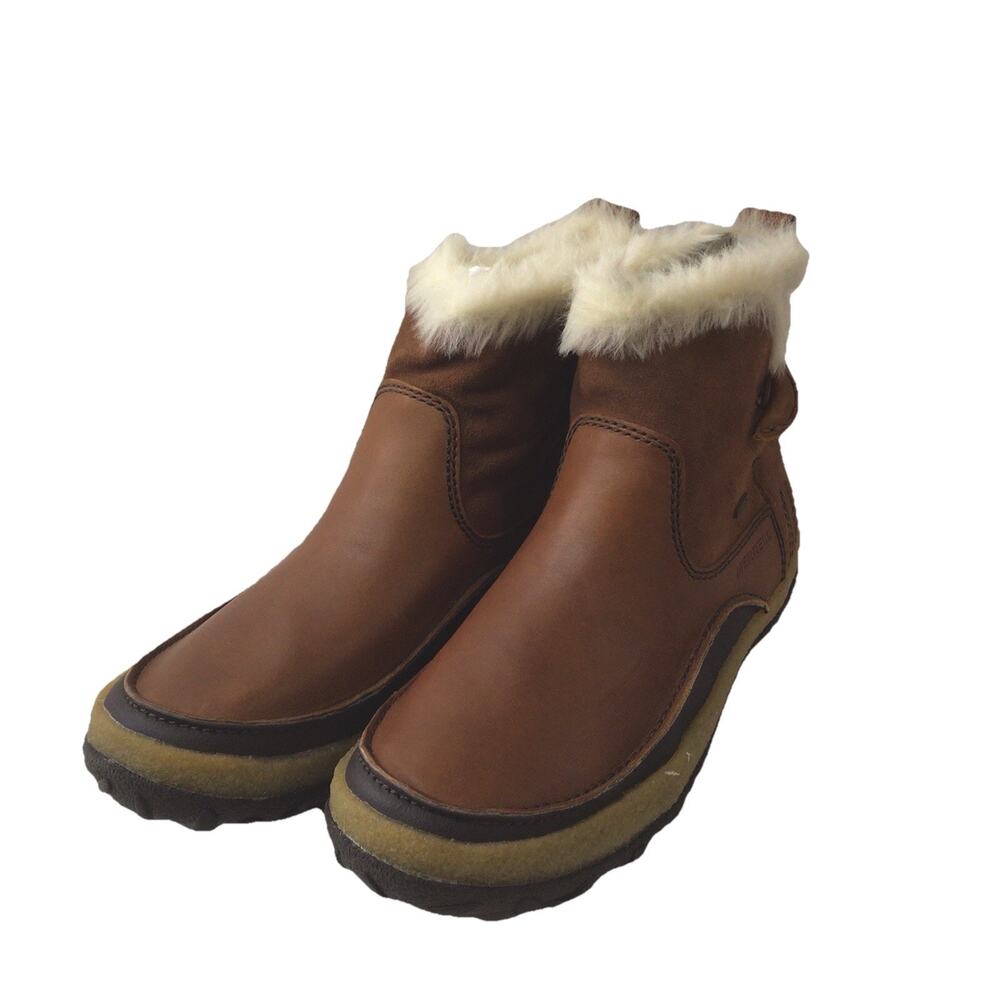 Merrell Womens Tremblant Pull On Waterproof Boots Size 9 Brown Faux Fur Ankle